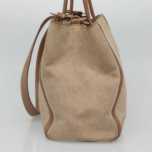 FENDI To joule Hand Bag Canvas 2way Gold Beige Auth hk1977