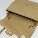 CHANEL Matelasse Chain Shoulder Bag Lamb Skin Beige Gold CC Auth hk1979-15