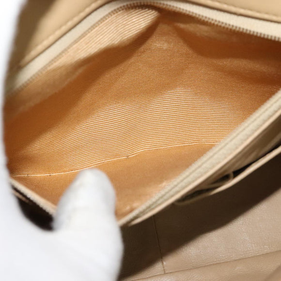 CHANEL Matelasse Chain Shoulder Bag Lamb Skin Beige Gold CC Auth hk1979