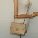 CHANEL Matelasse Chain Shoulder Bag Lamb Skin Beige Gold CC Auth hk1979-23