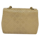 CHANEL Matelasse Chain Shoulder Bag Lamb Skin Beige Gold CC Auth hk1979-3