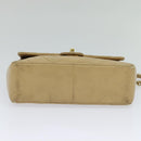 CHANEL Matelasse Chain Shoulder Bag Lamb Skin Beige Gold CC Auth hk1979-9
