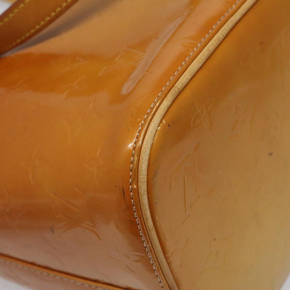 LOUIS VUITTON Monogram Vernis Houston Hand Bag Beige M91004 LV Auth hk1984