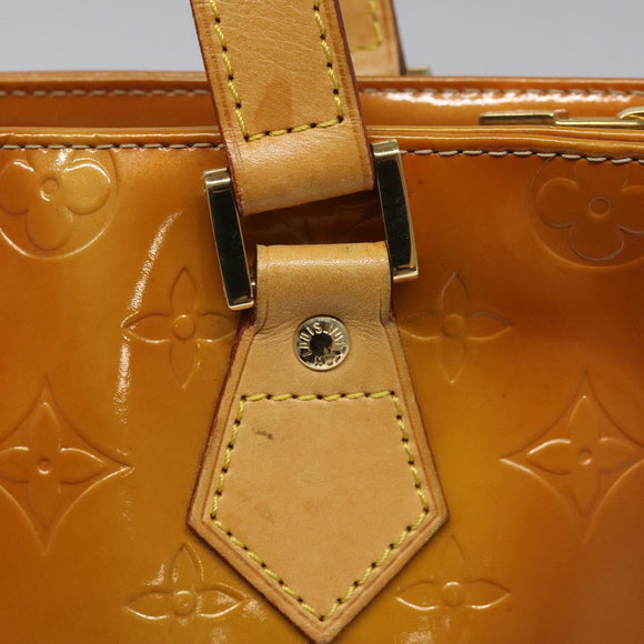 LOUIS VUITTON Monogram Vernis Houston Hand Bag Beige M91004 LV Auth hk1984