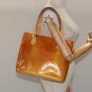 LOUIS VUITTON Monogram Vernis Houston Hand Bag Beige M91004 LV Auth hk1984-23