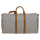 LOUIS VUITTON Damier Azur Keepall Bandouliere 55 Boston Bag N41429 Auth hk2021-13