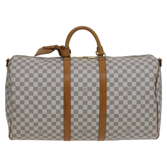 LOUIS VUITTON Damier Azur Keepall Bandouliere 55 Boston Bag N41429 Auth hk2021