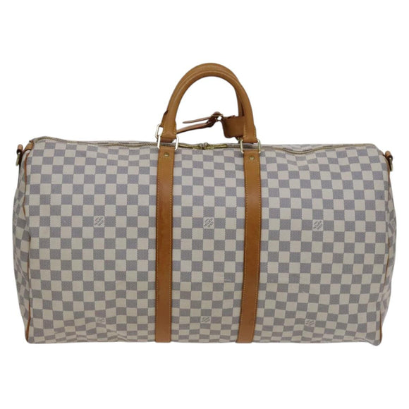 LOUIS VUITTON Damier Azur Keepall Bandouliere 55 Boston Bag N41429 Auth hk2021