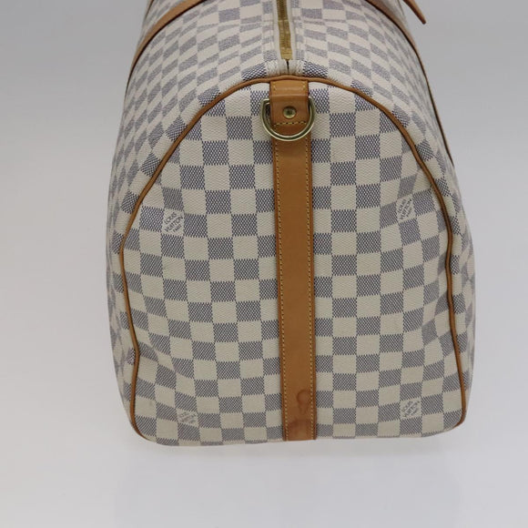 LOUIS VUITTON Damier Azur Keepall Bandouliere 55 Boston Bag N41429 Auth hk2021