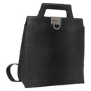 Salvatore Ferragamo Gancini Handtas Leer 2way Zwart Zilver Auth hk2026-1