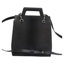 Salvatore Ferragamo Gancini Handtas Leer 2way Zwart Zilver Auth hk2026-2