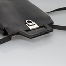 Salvatore Ferragamo Gancini Handtas Leer 2way Zwart Zilver Auth hk2026-6