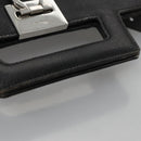 Salvatore Ferragamo Gancini Handtas Leer 2way Zwart Zilver Auth hk2026-7