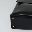 Salvatore Ferragamo Gancini Hand Bag Leather 2way Black Gold Auth hk2029-14