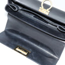 Salvatore Ferragamo Gancini Hand Bag Leather 2way Black Gold Auth hk2029-10