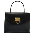 Salvatore Ferragamo Gancini Hand Bag Leather 2way Black Gold Auth hk2029-13