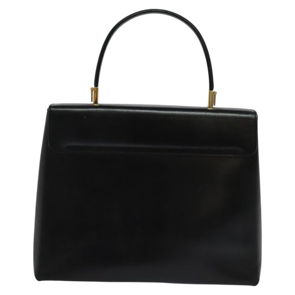 Salvatore Ferragamo Gancini Hand Bag Leather 2way Black Gold Auth hk2029