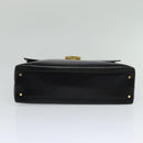 Salvatore Ferragamo Gancini Hand Bag Leather 2way Black Gold Auth hk2029-5