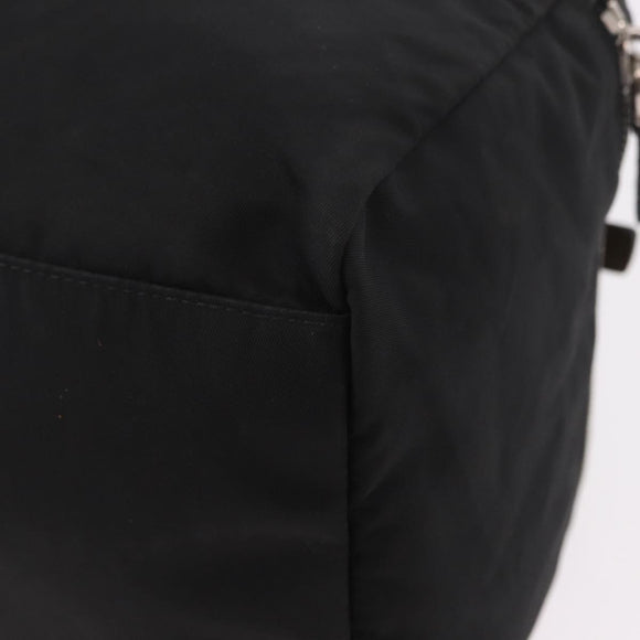 PRADA Hand Bag Nylon Enamel Black Khaki Silver Auth hk2037