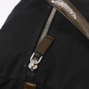 PRADA Hand Bag Nylon Enamel Black Khaki Silver Auth hk2037-18