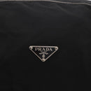 PRADA Hand Bag Nylon Enamel Black Khaki Silver Auth hk2037-11