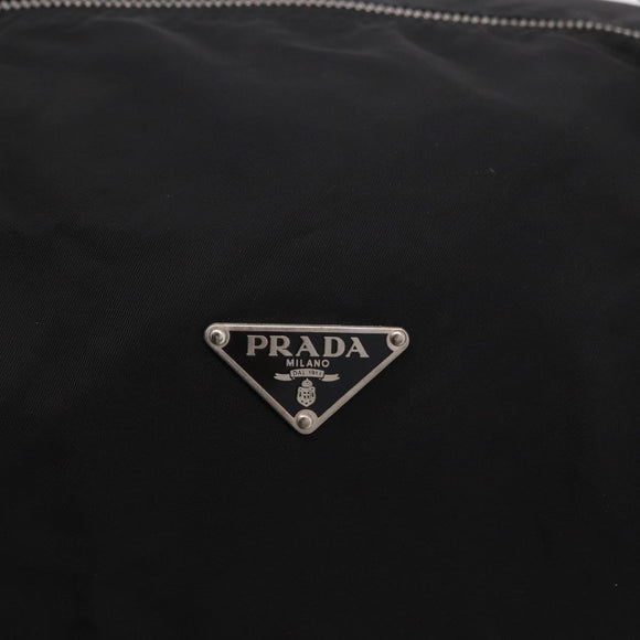 PRADA Hand Bag Nylon Enamel Black Khaki Silver Auth hk2037