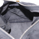 PRADA Hand Bag Nylon Enamel Black Khaki Silver Auth hk2037-12