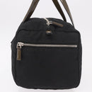 PRADA Hand Bag Nylon Enamel Black Khaki Silver Auth hk2037-4