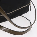 PRADA Hand Bag Nylon Enamel Black Khaki Silver Auth hk2037-7