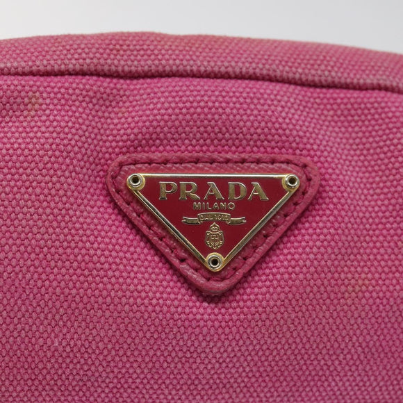 PRADA Pouch Canvas Pink Gold Auth hk2039