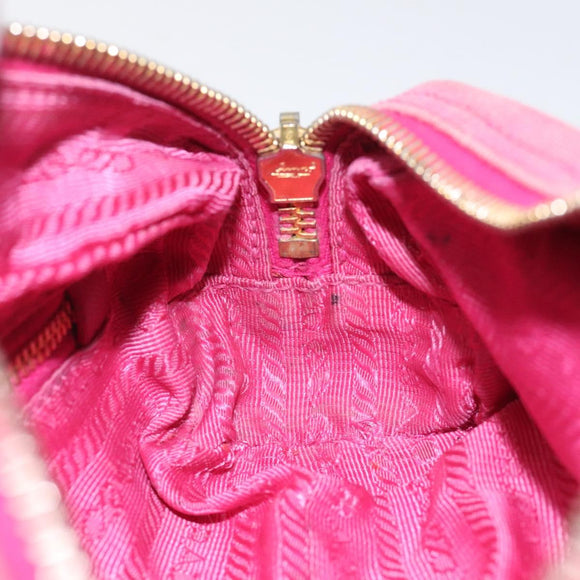 PRADA Pouch Canvas Pink Gold Auth hk2039