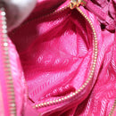 PRADA Pouch Canvas Pink Gold Auth hk2039-18