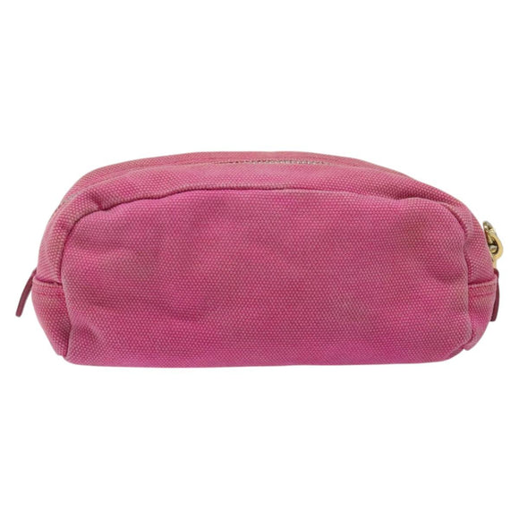 PRADA Pouch Canvas Pink Gold Auth hk2039