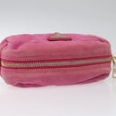 PRADA Pouch Canvas Pink Gold Auth hk2039-6