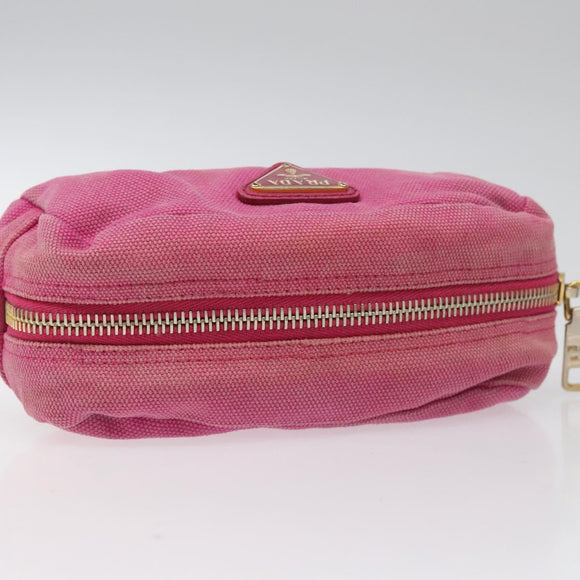 PRADA Pouch Canvas Pink Gold Auth hk2039