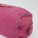 PRADA Pouch Canvas Pink Gold Auth hk2039-8