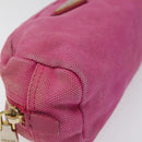 PRADA Pouch Canvas Pink Gold Auth hk2039-9