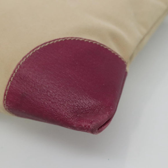 PRADA Tote Bag Canvas Suede Beige Purple Silver Auth hk2041