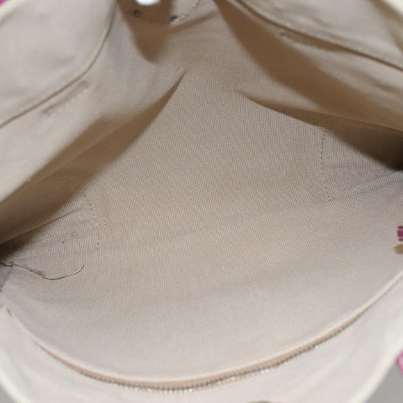 PRADA Tote Bag Canvas Suede Beige Purple Silver Auth hk2041