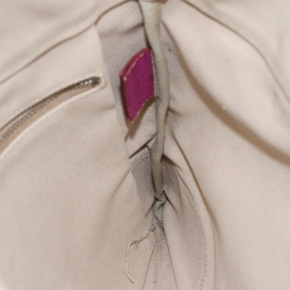 PRADA Tote Bag Canvas Suede Beige Purple Silver Auth hk2041
