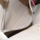 PRADA Tote Bag Canvas Suede Beige Purple Silver Auth hk2041-11