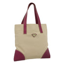 PRADA Tote Bag Canvas Suede Beige Purple Silver Auth hk2041-1