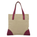 PRADA Tote Bag Canvas Suede Beige Purple Silver Auth hk2041-2