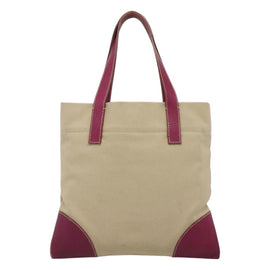 PRADA Tote Bag Canvas Suede Beige Purple Silver Auth hk2041 - 0