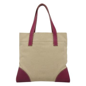 PRADA Tote Bag Canvas Suede Beige Purple Silver Auth hk2041 - 0
