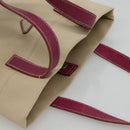 PRADA Tote Bag Canvas Suede Beige Purple Silver Auth hk2041-6