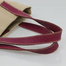 PRADA Tote Bag Canvas Suede Beige Purple Silver Auth hk2041-7