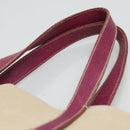 PRADA Tote Bag Canvas Suede Beige Purple Silver Auth hk2041-8