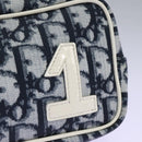 Christian Dior Trotter Canvas Pouch PVC Navy White Silver Auth hk2047-12