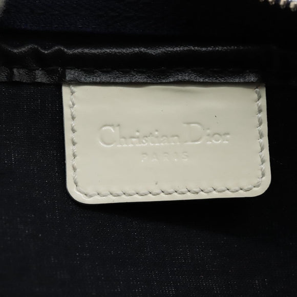 Christian Dior Trotter Canvas Pouch PVC Navy White Silver Auth hk2047